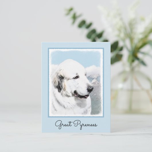 Große Pyrenäen Malerei - Original Hunde Kunst Postkarte (Stehend Vorderseite)