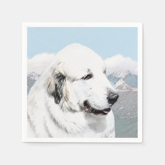 Große Pyrenäen Malerei - Original Hunde Kunst Serviette (Vorderseite)