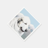 Große Pyrenäen Malerei - Original Hunde Kunst Serviette (Ecke)