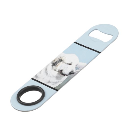 Große Pyrenäen Malerei - Original Hunde Kunst Speed Flaschenöffner (Vorderseite Schrägansicht)