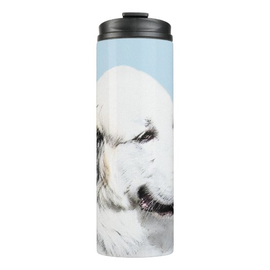 Große Pyrenäen Malerei - Original Hunde Kunst Thermosbecher (Vorderseite)