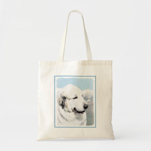 Große Pyrenäen Malerei - Original Hunde Kunst Tragetasche (Vorne)