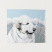 Große Pyrenäen Malerei - Original Hunde Kunst Wandteppich (Vorderseite (Horizontal))