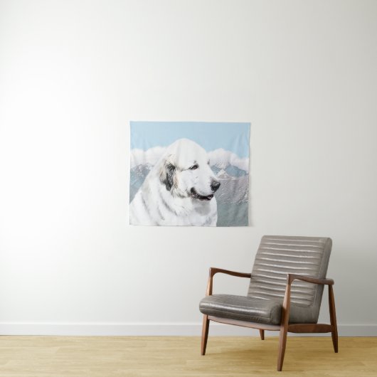 Große Pyrenäen Malerei - Original Hunde Kunst Wandteppich (Beispiel (Horizontal))