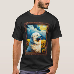 Große Pyrenäen Malerei Sonnenblumen Blume Mama Fra T-Shirt