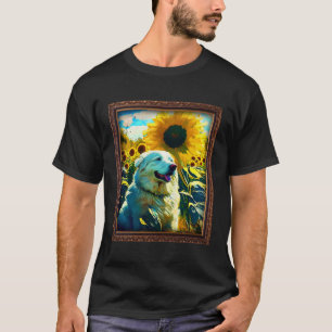 Große Pyrenäen Malerei Sonnenblumen Blume Mama Fra T-Shirt
