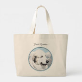 Große Pyrenäen Malerei White Original Hunde Kunst Jumbo Stoffbeutel (Rückseite)