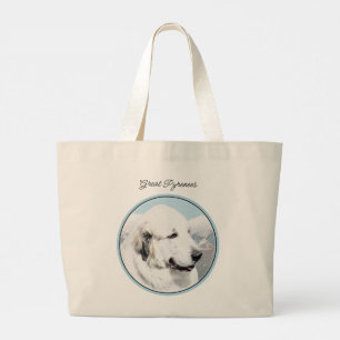 Große Pyrenäen Malerei White Original Hunde Kunst Jumbo Stoffbeutel