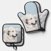 Große Pyrenäen Malerei White Original Hunde Kunst Ofenhandschuh & Topflappen-Set (Vorderseite/Rückseite)