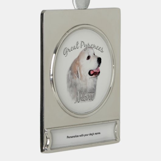 Große Pyrenäen Mama 2 Banner-Ornament Silber (Rechts)