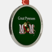 Große Pyrenäen-Mama Silbernes Ornament (Rechts)