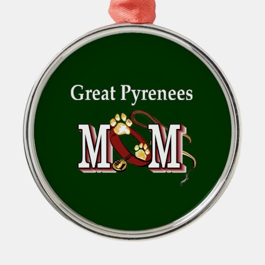 Große Pyrenäen-Mama Silbernes Ornament (Vorne)