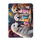 Große Pyrenäen Mama und Welpen mit Milchshakes Magnet (Vertikal)