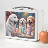 Große Pyrenäen Mama und Welpen mit Milchshakes Metall Brotdose (Beispiel)