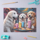 Große Pyrenäen Mama und Welpen mit Milchshakes Seidenpapier (Basteln)