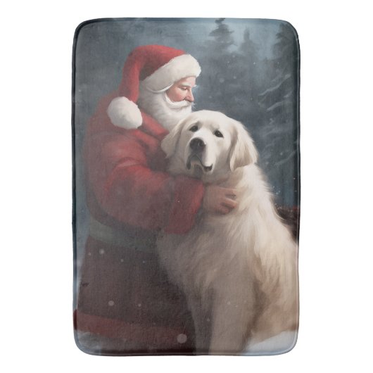 Große Pyrenäen mit dem Weihnachtsmann Weihnachten Badematte (Vorderseite Vertikal)