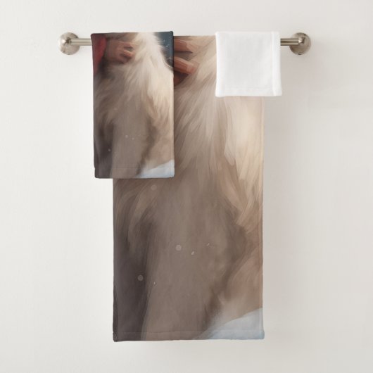 Große Pyrenäen mit dem Weihnachtsmann Weihnachten Badhandtuch Set (Insitu)