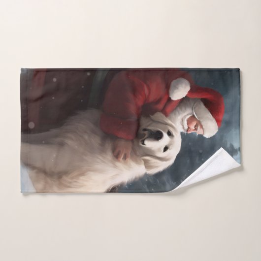 Große Pyrenäen mit dem Weihnachtsmann Weihnachten Badhandtuch Set (Handtuch)