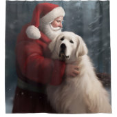 Große Pyrenäen mit dem Weihnachtsmann Weihnachten Duschvorhang (Vorderseite)