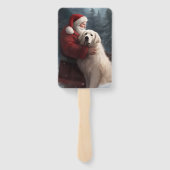 Große Pyrenäen mit dem Weihnachtsmann Weihnachten Fächer (Rückseite)