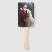 Große Pyrenäen mit dem Weihnachtsmann Weihnachten Fächer (Vorderseite)