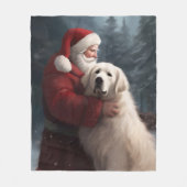 Große Pyrenäen mit dem Weihnachtsmann Weihnachten Fleecedecke (Vorderseite)