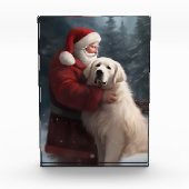 Große Pyrenäen mit dem Weihnachtsmann Weihnachten Fotoblock (Vorderseite)