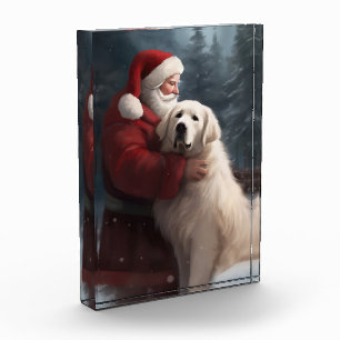 Große Pyrenäen mit dem Weihnachtsmann Weihnachten Fotoblock
