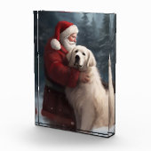 Große Pyrenäen mit dem Weihnachtsmann Weihnachten Fotoblock (Rechts)