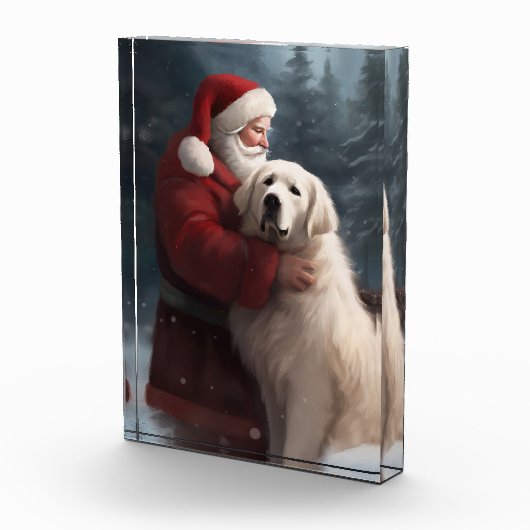 Große Pyrenäen mit dem Weihnachtsmann Weihnachten Fotoblock (Rechts)