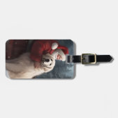 Große Pyrenäen mit dem Weihnachtsmann Weihnachten Gepäckanhänger (Vorderseite horizontal)