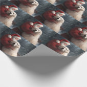 Große Pyrenäen mit dem Weihnachtsmann Weihnachten Geschenkpapier (Ecke)