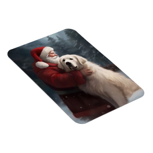 Große Pyrenäen mit dem Weihnachtsmann Weihnachten Magnet (Rechte Seite)