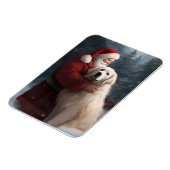 Große Pyrenäen mit dem Weihnachtsmann Weihnachten Magnet (Linke Seite)