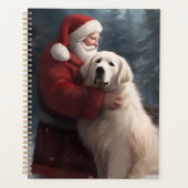 Große Pyrenäen mit dem Weihnachtsmann Weihnachten Planer (Vorderseite)