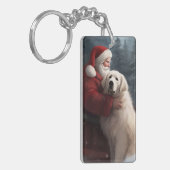 Große Pyrenäen mit dem Weihnachtsmann Weihnachten Schlüsselanhänger (Vorderseite links)