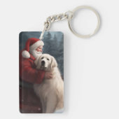 Große Pyrenäen mit dem Weihnachtsmann Weihnachten Schlüsselanhänger (Rückseite)