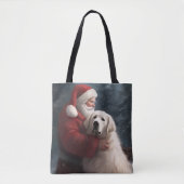 Große Pyrenäen mit dem Weihnachtsmann Weihnachten Tasche (Vorderseite)