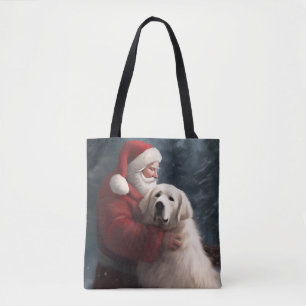 Große Pyrenäen mit dem Weihnachtsmann Weihnachten Tasche
