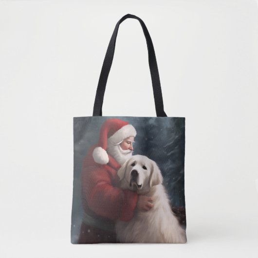 Große Pyrenäen mit dem Weihnachtsmann Weihnachten Tasche (Vorderseite)