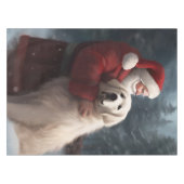 Große Pyrenäen mit dem Weihnachtsmann Weihnachten Tischdecke (Vorderseite (Horizontal))