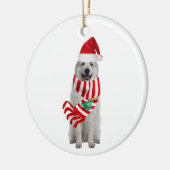 Große Pyrenäen mit Hutschuhen Weihnachten Keramik Ornament (Links)