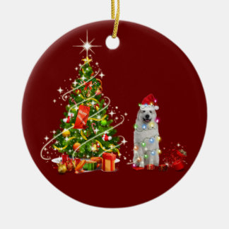 Große Pyrenäen mit Hutschuppen Weihnachten Keramik Ornament