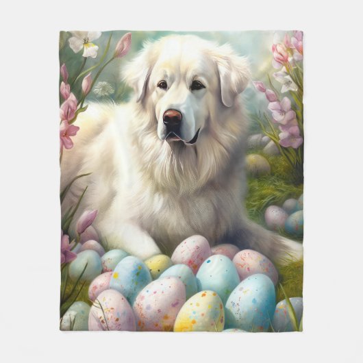 Große Pyrenäen mit Ostereiern Fleecedecke (Vorderseite)