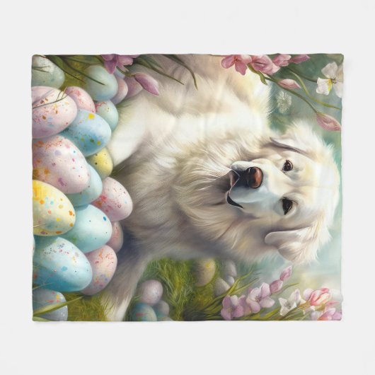 Große Pyrenäen mit Ostereiern Fleecedecke (Vorderseite (Horizontal))
