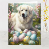 Große Pyrenäen mit Ostereiern Karte (Gelbe Blume)