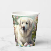 Große Pyrenäen mit Ostereiern Pappbecher (Vorderseite)