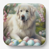 Große Pyrenäen mit Ostereiern Pappteller (Vorderseite)