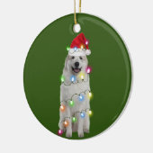 Große Pyrenäen mit Weihnachtsgespenst Santa Keramik Ornament (Links)