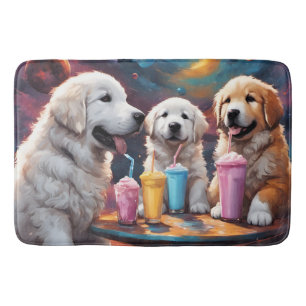 Große Pyrenäen N St Bernard Puppies N Milkshakes Badematte